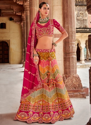 Absorbing Banarasi Silk Embroidered Trendy Lehenga Choli