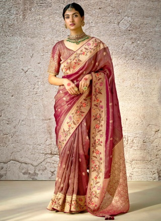 Adorable Maroon Banarasi Silk Traditional Saree