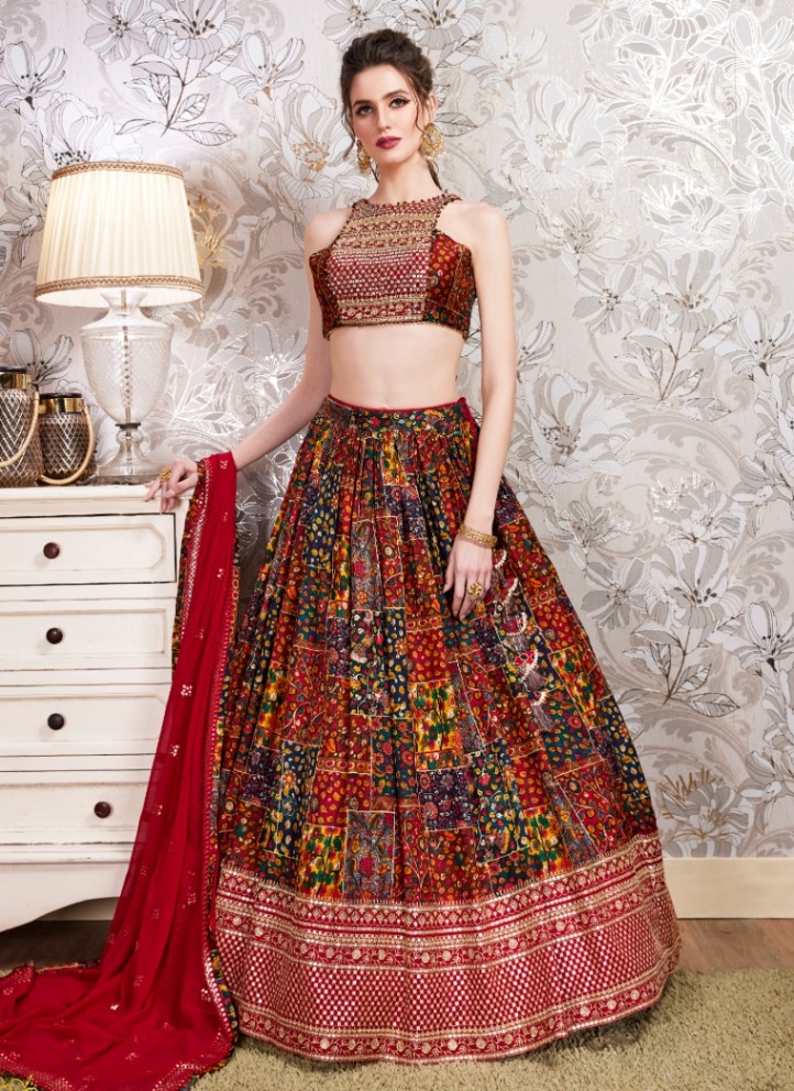 Buy Beautiful Red Georgette Lehenga Choli , Heavy Embroidery and Sequence  Work , Georgette Dupatta for Women , Black Lehenga Choli Online in India -  Etsy