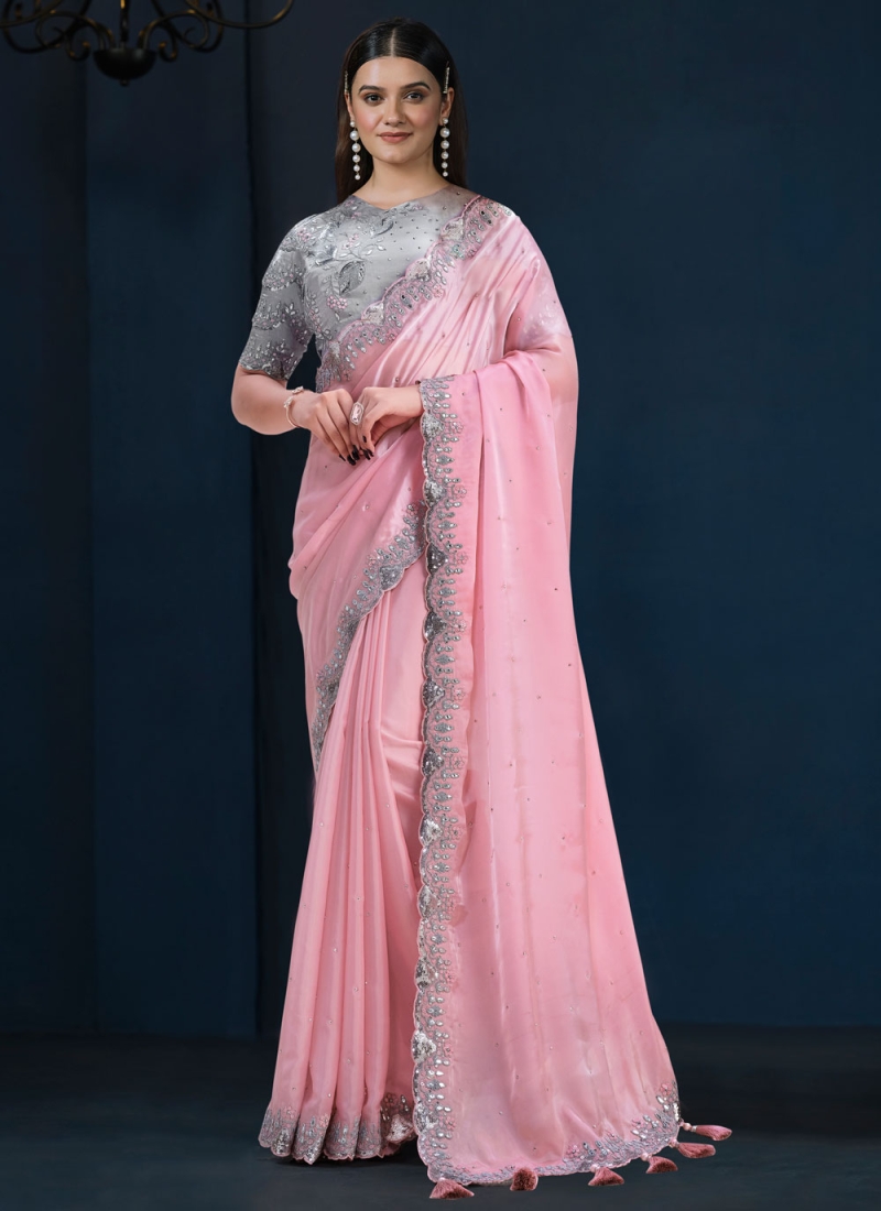 Adorable Pink Party Trendy Saree