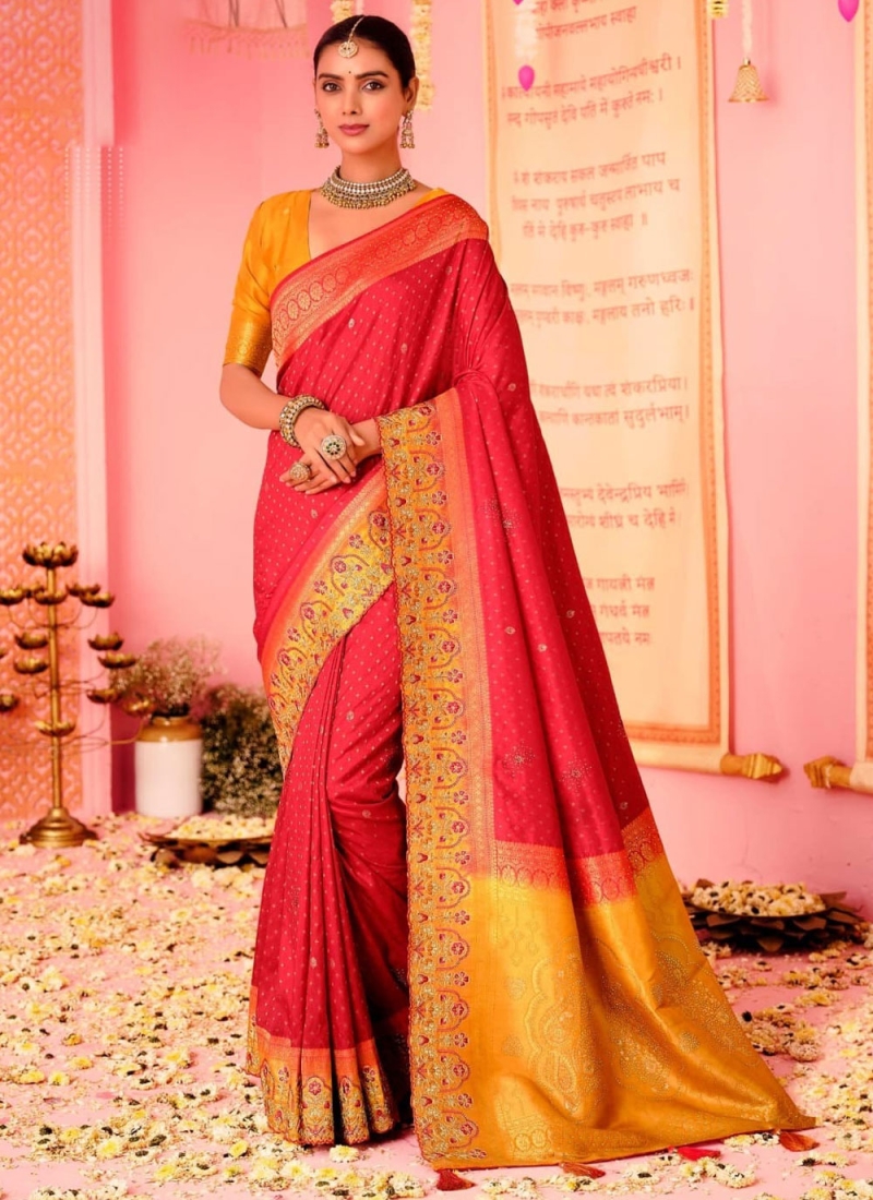 Adorable Rani Weaving pure-dola Designer Saree