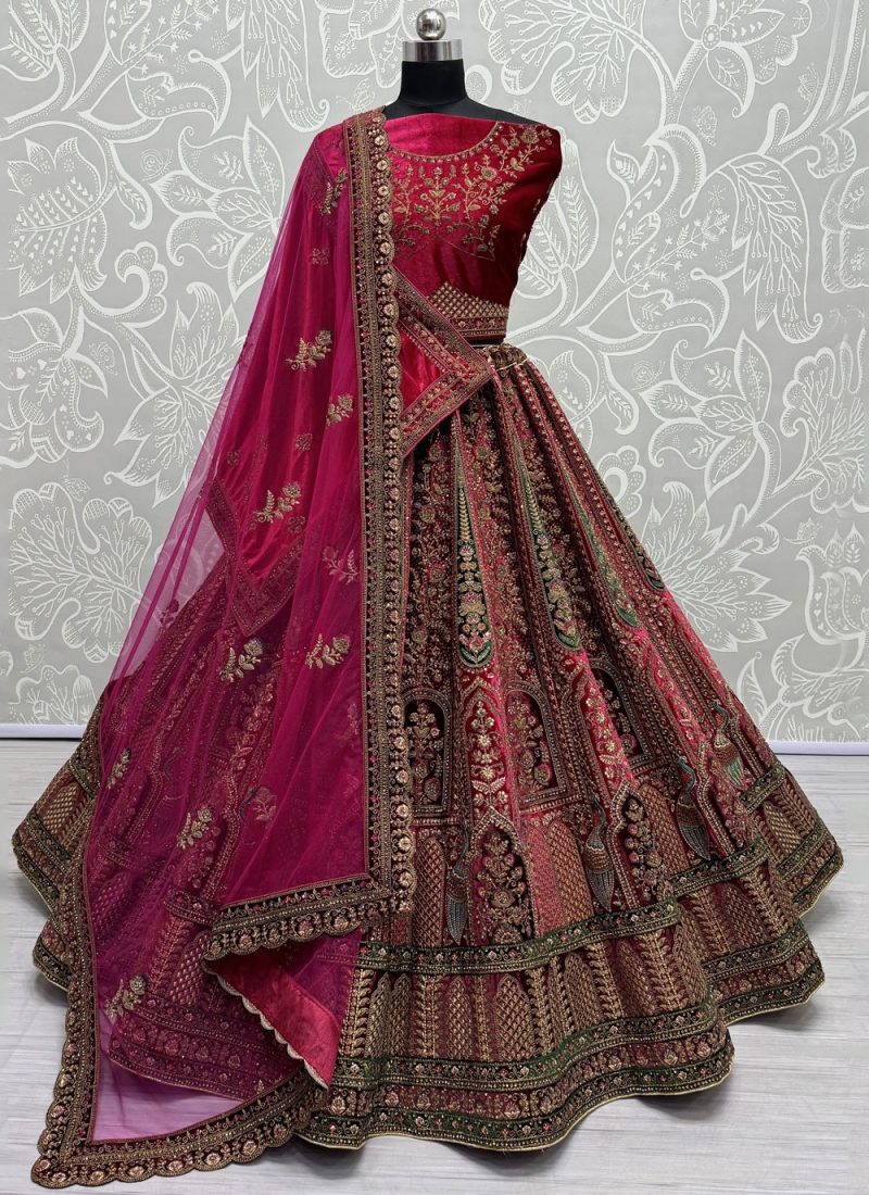 Adorning Patchwork Velvet Trendy Lehenga Choli