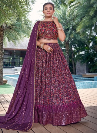 Aesthetic Digital Print Chinon Readymade Lehenga Choli