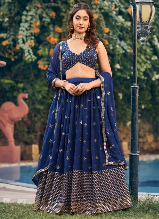 Affectionate Navy Blue Party Trendy Lehenga Choli