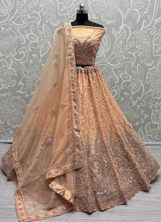 Buy Chocolate Brown Maharani Bridal Lehenga In Velvet With Heavy Floral  Embroidery - NOOR 2022