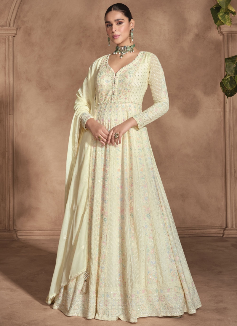 Alluring Georgette Reception Floor Length Gown