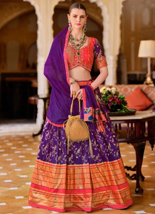 Amusing Foil Print Violet Readymade Lehenga Choli