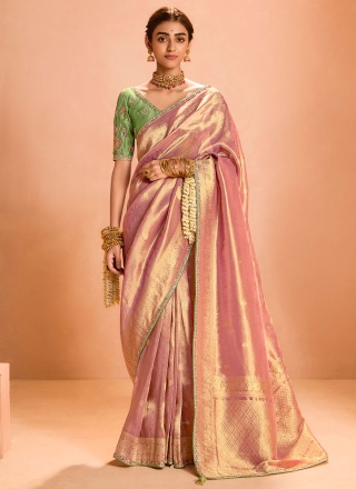 Amusing Peach Contemporary Saree