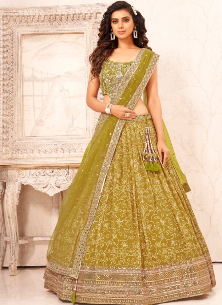 Bridal or Braidsmaid Pale Green Color Designer lehenga choli for Women -  sethnik.com