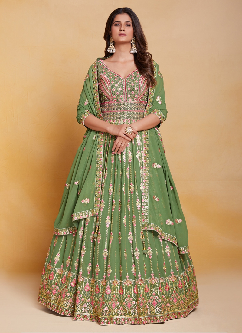 Appealing Mirror Georgette Floor Length Gown