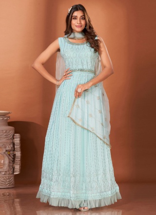 Aqua Blue Mukesh Crush Designe