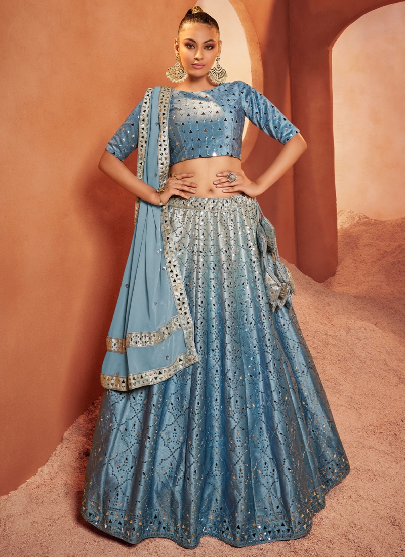 Buy Exclusive Latest Sky Blue Color Lehenga Choli collection At Wholesale  textile