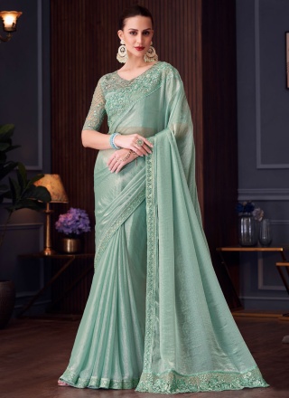 Aqua Blue Silk Classic Saree