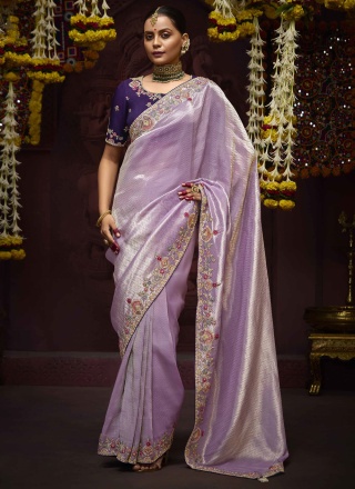 Aristocratic Lavender Weaving Designer Saree