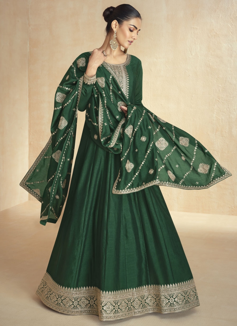 Arresting Zari Silk Floor Length Gown