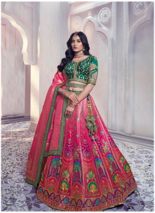 Art Banarasi Silk Cut Dana Lehenga Choli