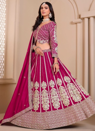 Art Silk Rani Embroidered Trendy Lehenga Choli