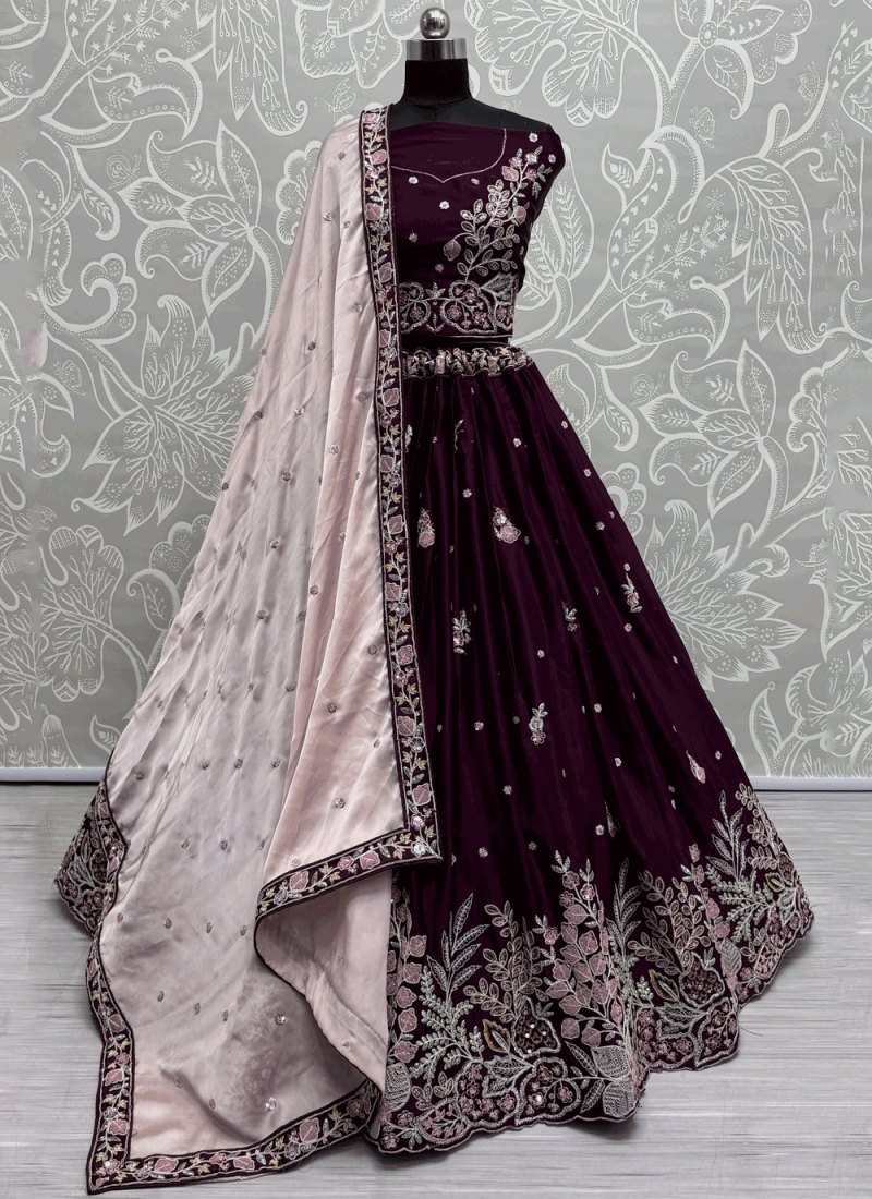 Aspiring Sequins Purple Lehenga Choli