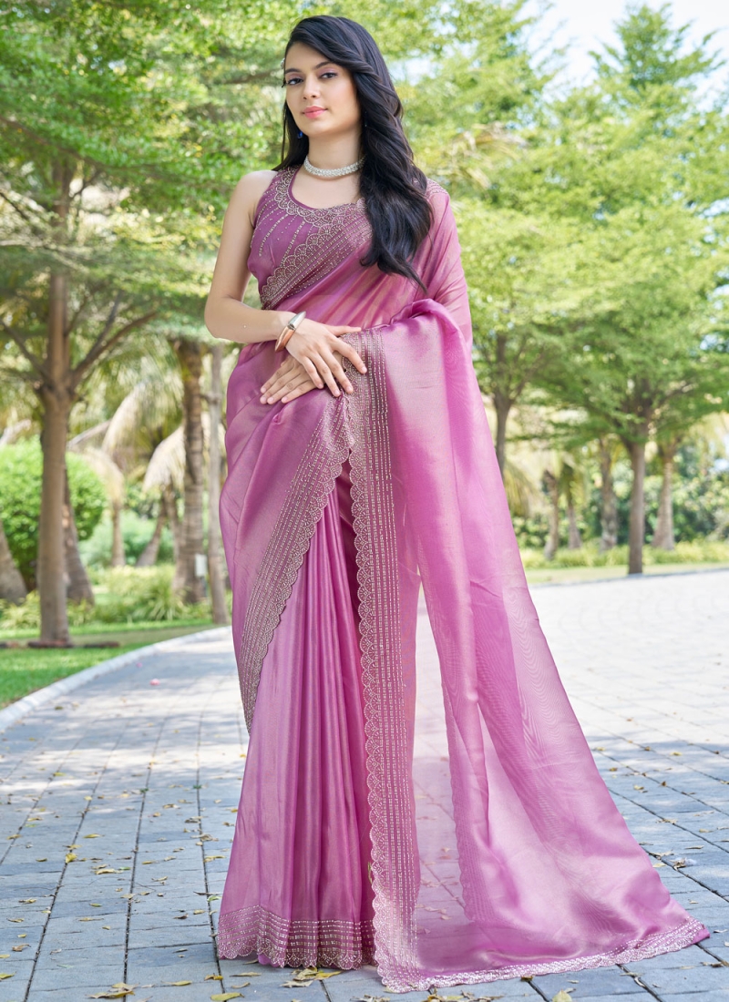 Astonishing Cutdana Magenta and Pink Cotton Silk Classic Saree