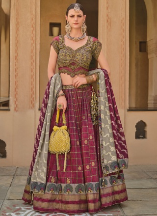 Attractive Wine Wedding Readymade Lehenga Choli