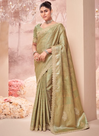 Banarasi Silk Contemporary Saree in Green