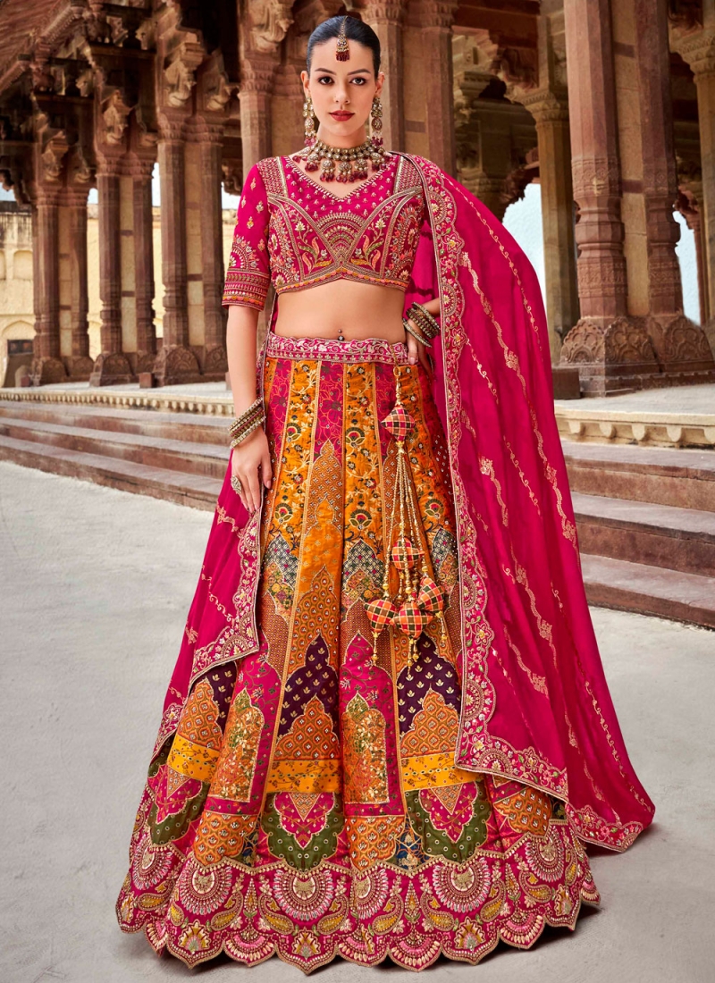 Banarasi Silk Multi Colour Cord Trendy Lehenga Choli