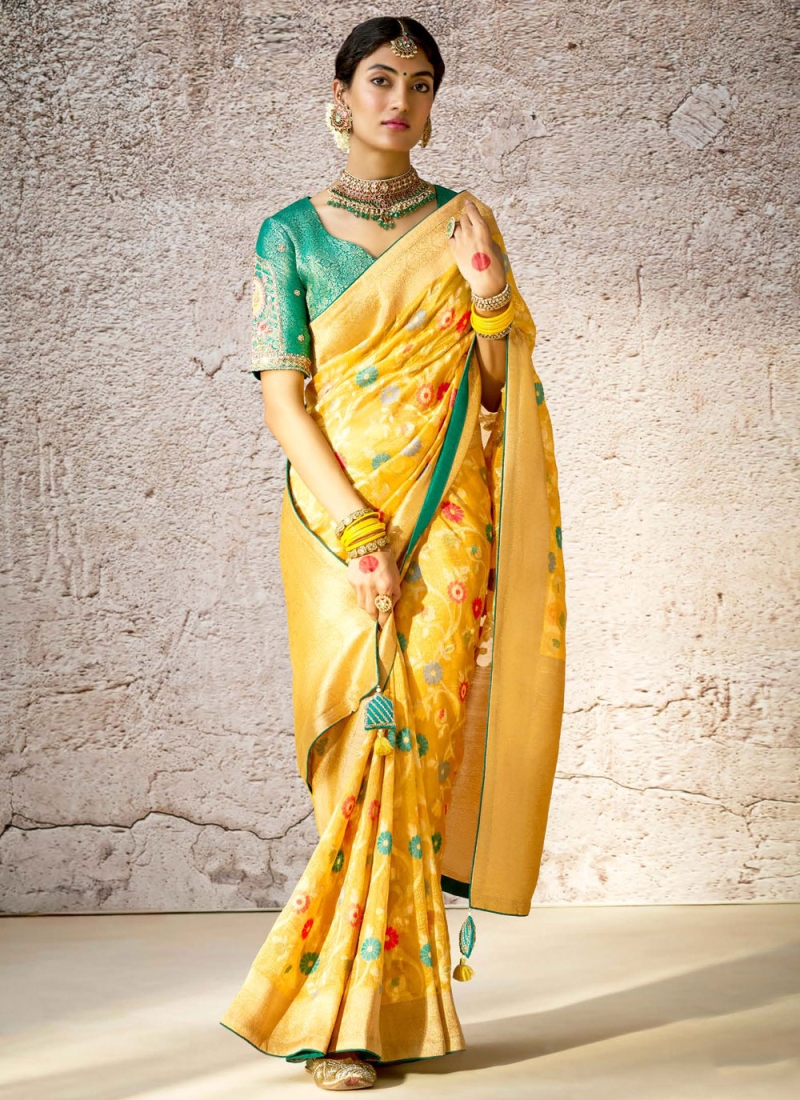 Banarasi Silk Thread Classic Saree in Yellow