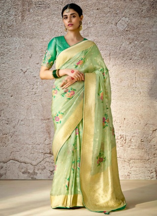 Banarasi Silk Zari Designer Saree in Green