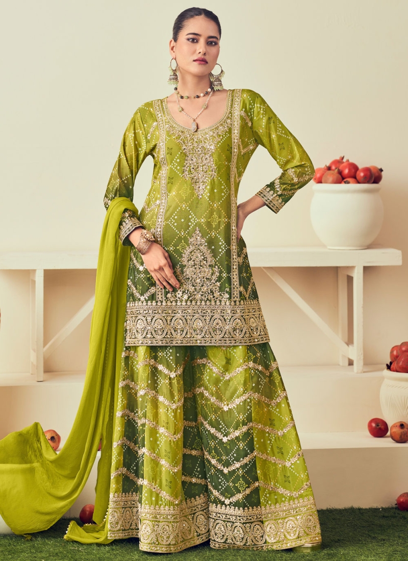 Baronial Green Party Designer Palazzo Salwar Kameez