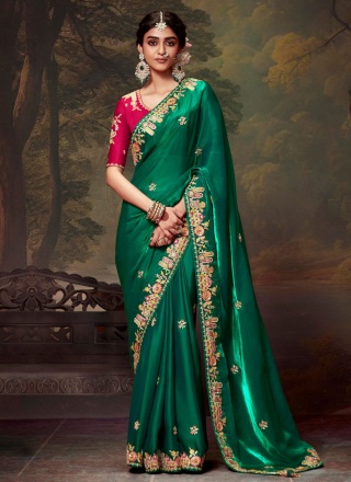 Bedazzling Organza Ceremonial Trendy Saree