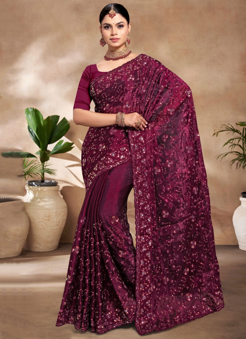 Bedazzling Resham Burburry  Trendy Saree