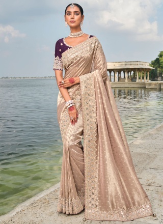 Beige and Peach Reception Kanjivaram Silk Traditional Saree