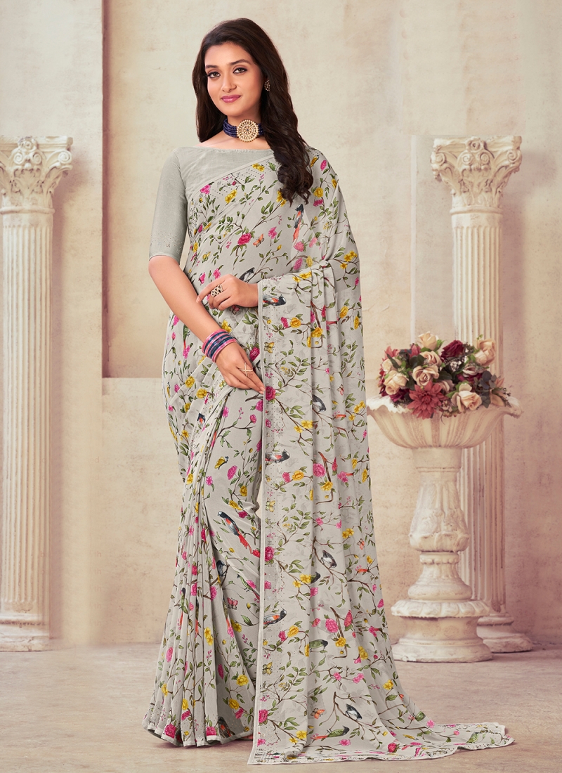 Buy Georgette Stone Work Rajasthani Sarees Online for Women in USA