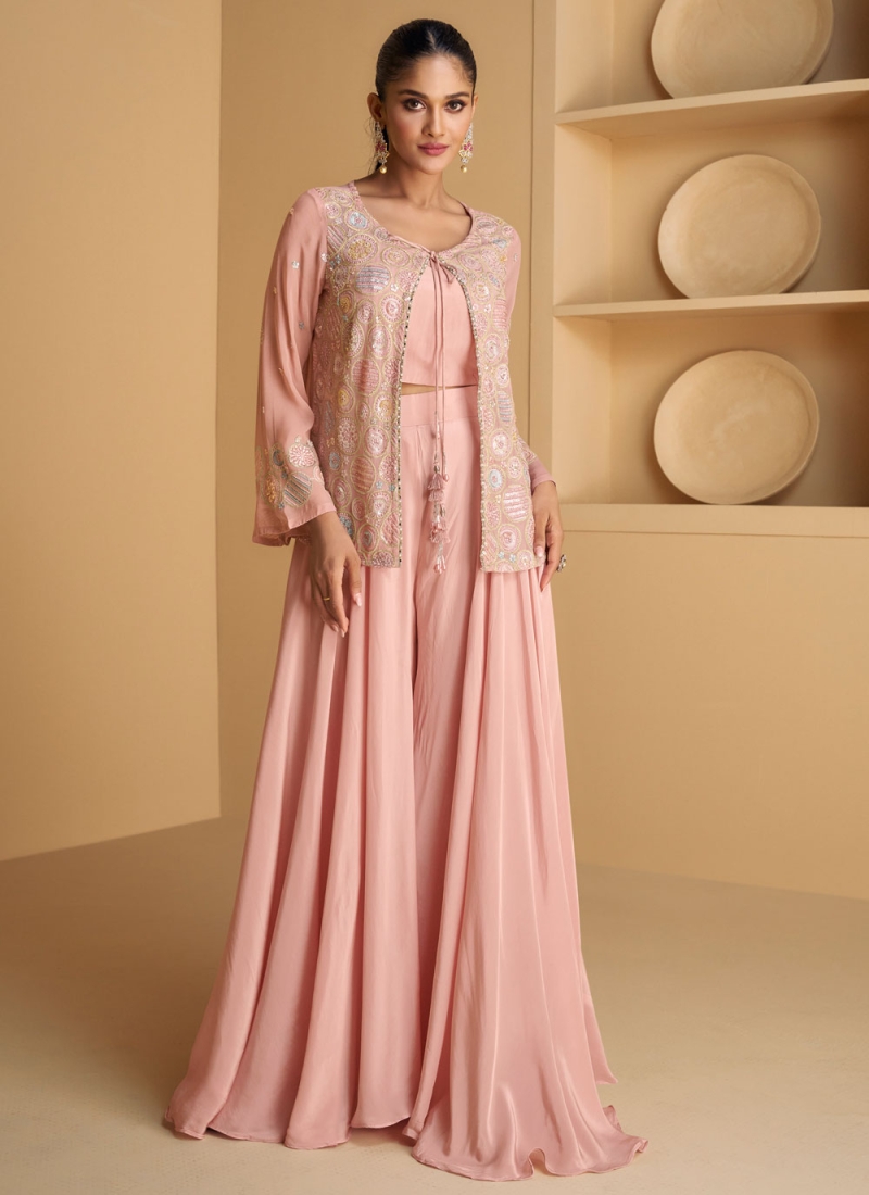 Best Moti Pink Georgette Readymade Salwar Suit