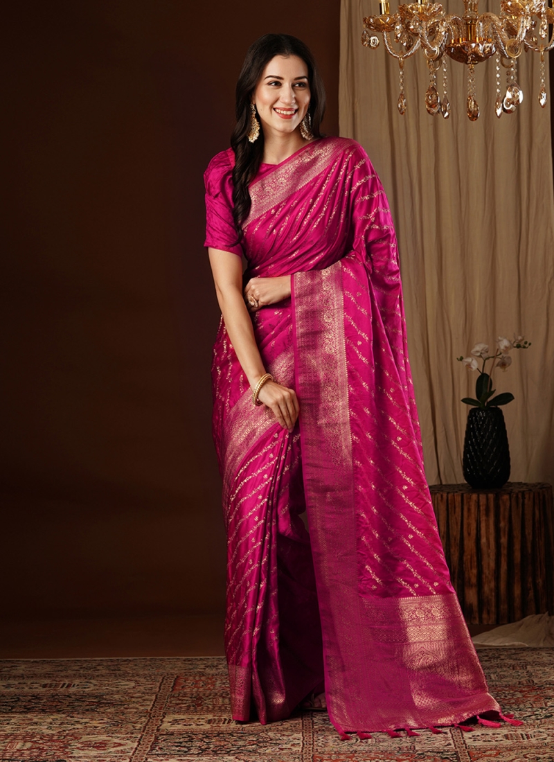 Best Satin Silk Rani Trendy Saree