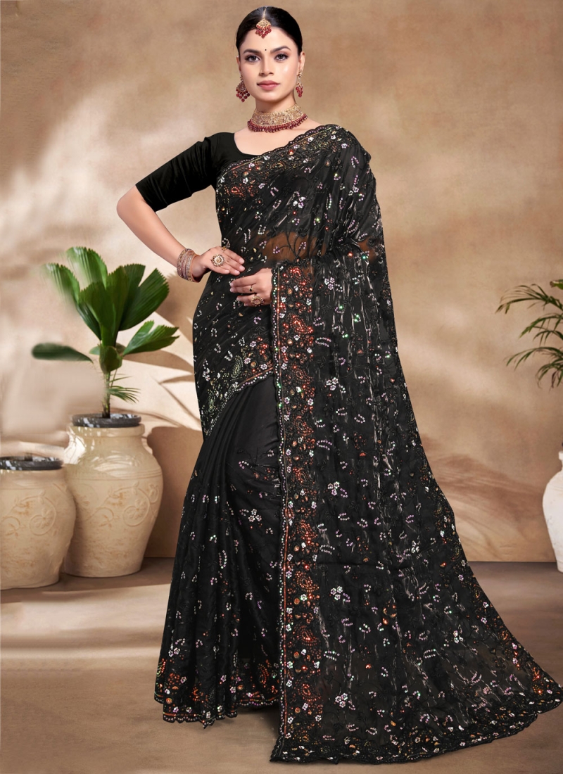 Black Color Classic Saree