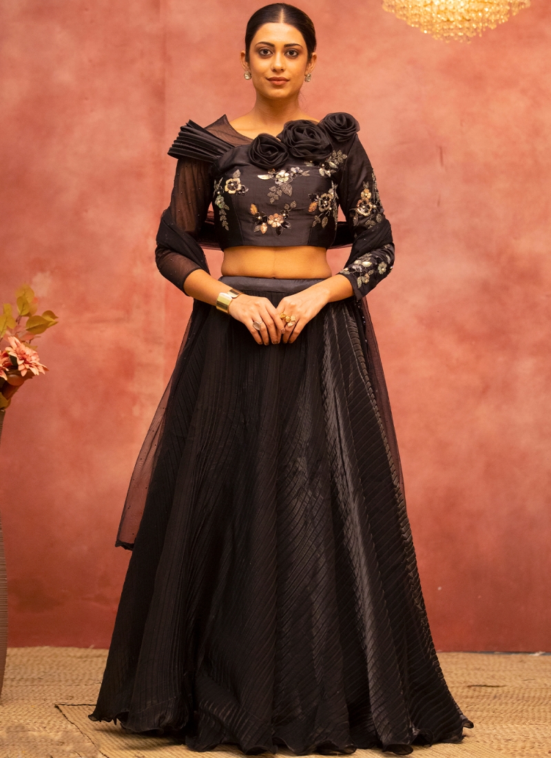Black Colour available Embroidered Attractive Party Wear Silk Lehenga choli  LC153 at Rs 2299 | Surat | ID: 27227332062