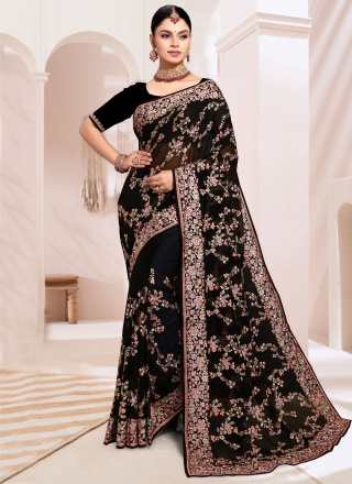 Black Georgette Classic Saree