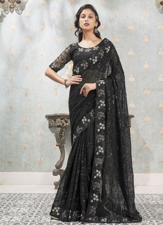 Compelling Sequins Grey Saree