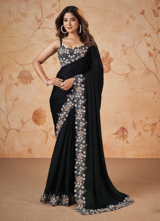 Black Reception Contemporary Style Saree