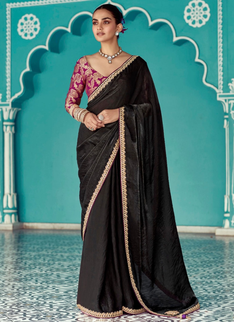 Black Reception Organza Classic Saree