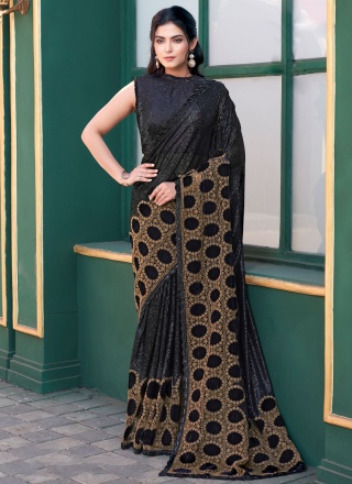 Black Sangeet Traditional Saree