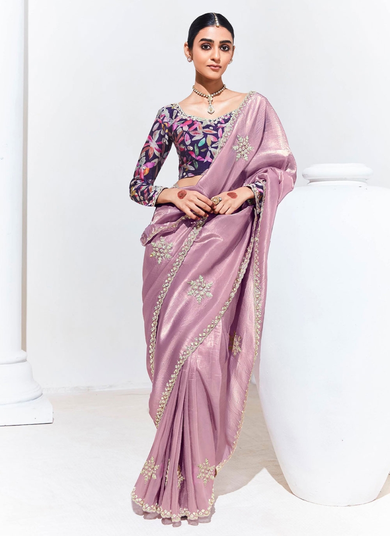 Blissful Rose Pink Ceremonial Saree