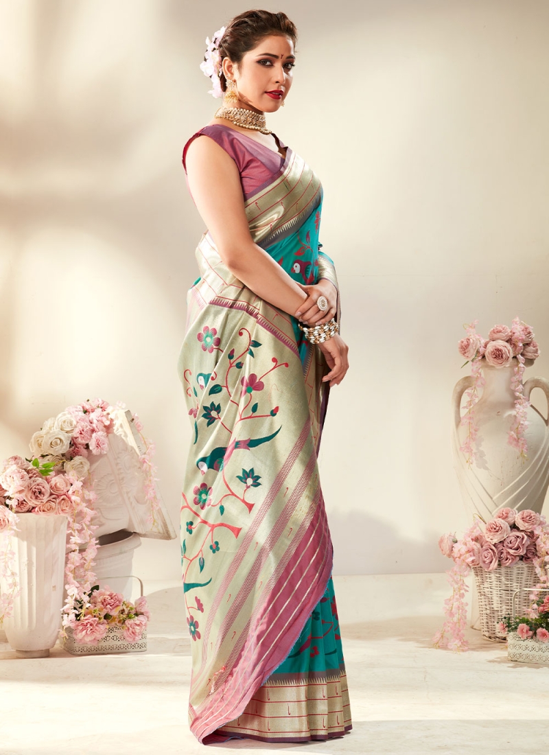 Pure Banarasi Satin Silk Silver Grey Handloom Saree Online Designs USA –  Sunasa