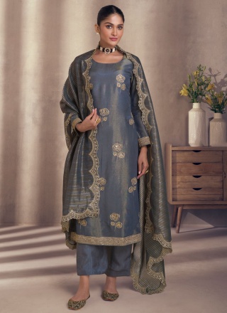 Blue Ceremonial Trendy Salwar Kameez