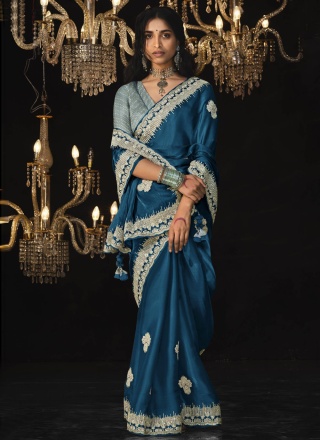 Blue Party Silk Classic Saree