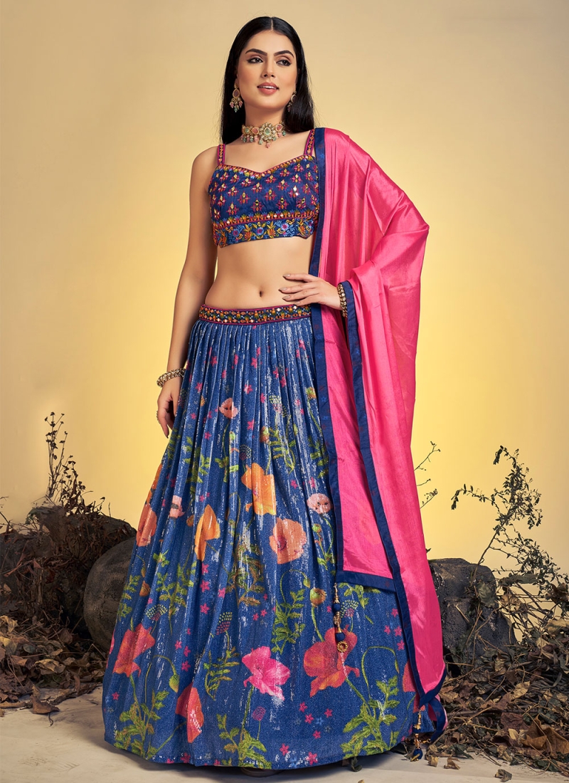 Buy online Women Blue & Pink Semi-stitched Lehenga Choli With Dupatta from  ethnic wear for Women by Anara for ₹699 at 80% off | 2024 Limeroad.com