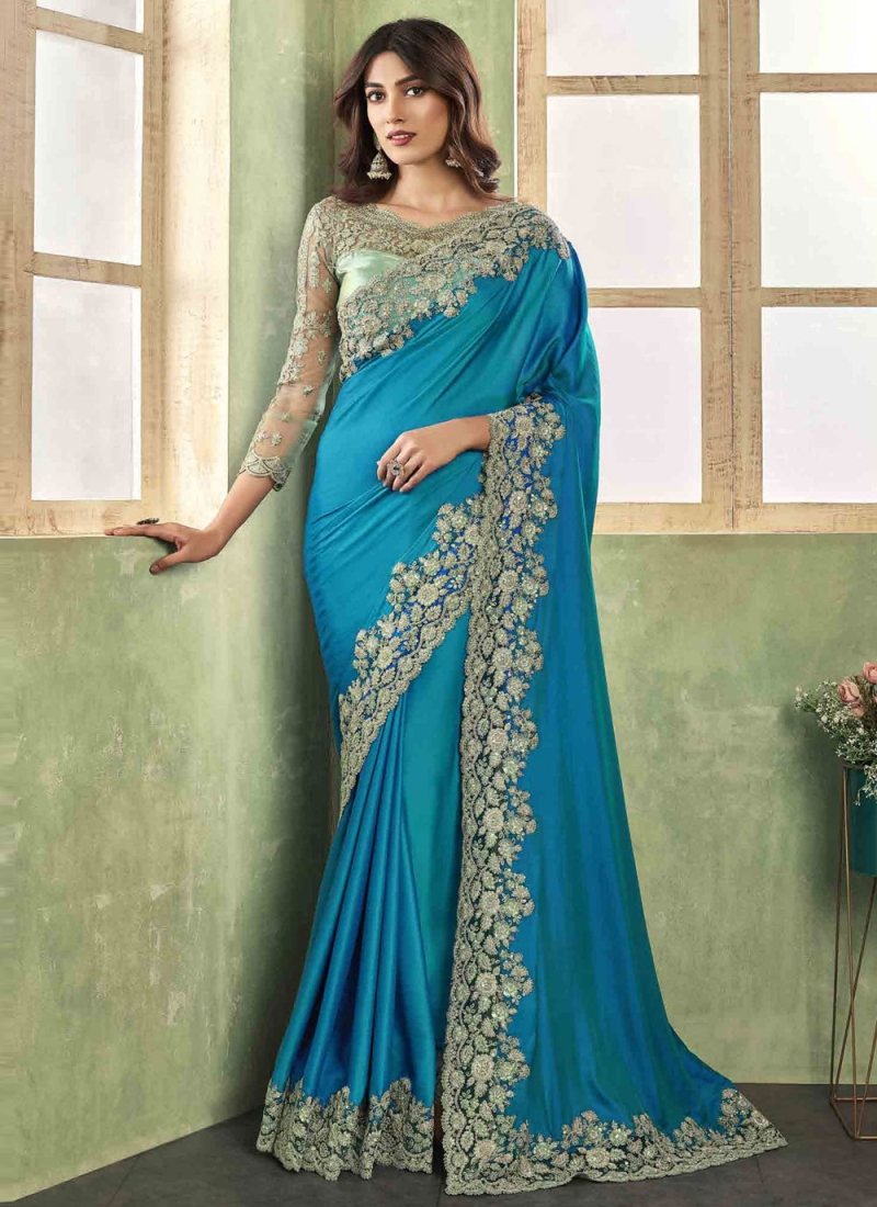 Blue Silk Trendy Saree