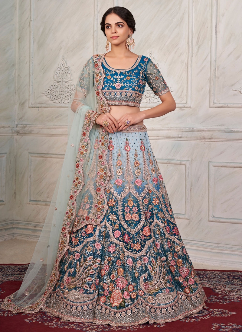 Blue lehenga clearance wedding