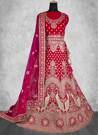 Brilliant Red Designer Lehenga Choli